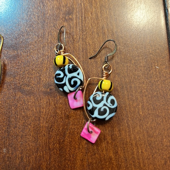 Lot of Vintage necklaces earrings pin glass metal 80s 90s - Picture 10 of 11